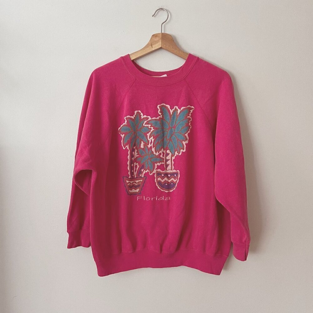 Vintage 80s/90s Pink Florida Crewneck Sweatshirt Women's Size 1X